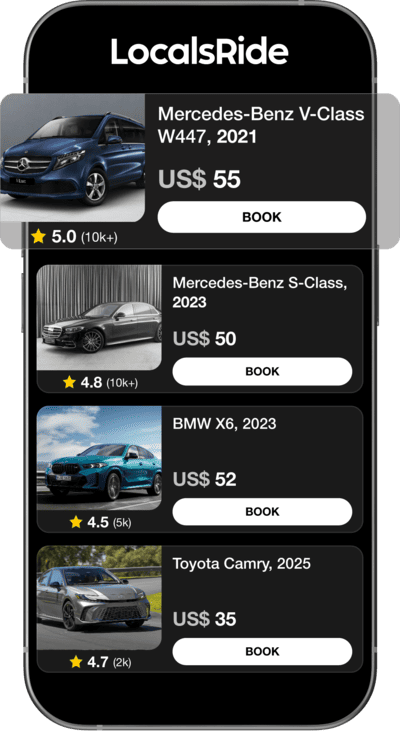 LocalsRide mobile app on a smartphone